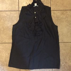 Black Jcrew Sleeveless ruffle blouse